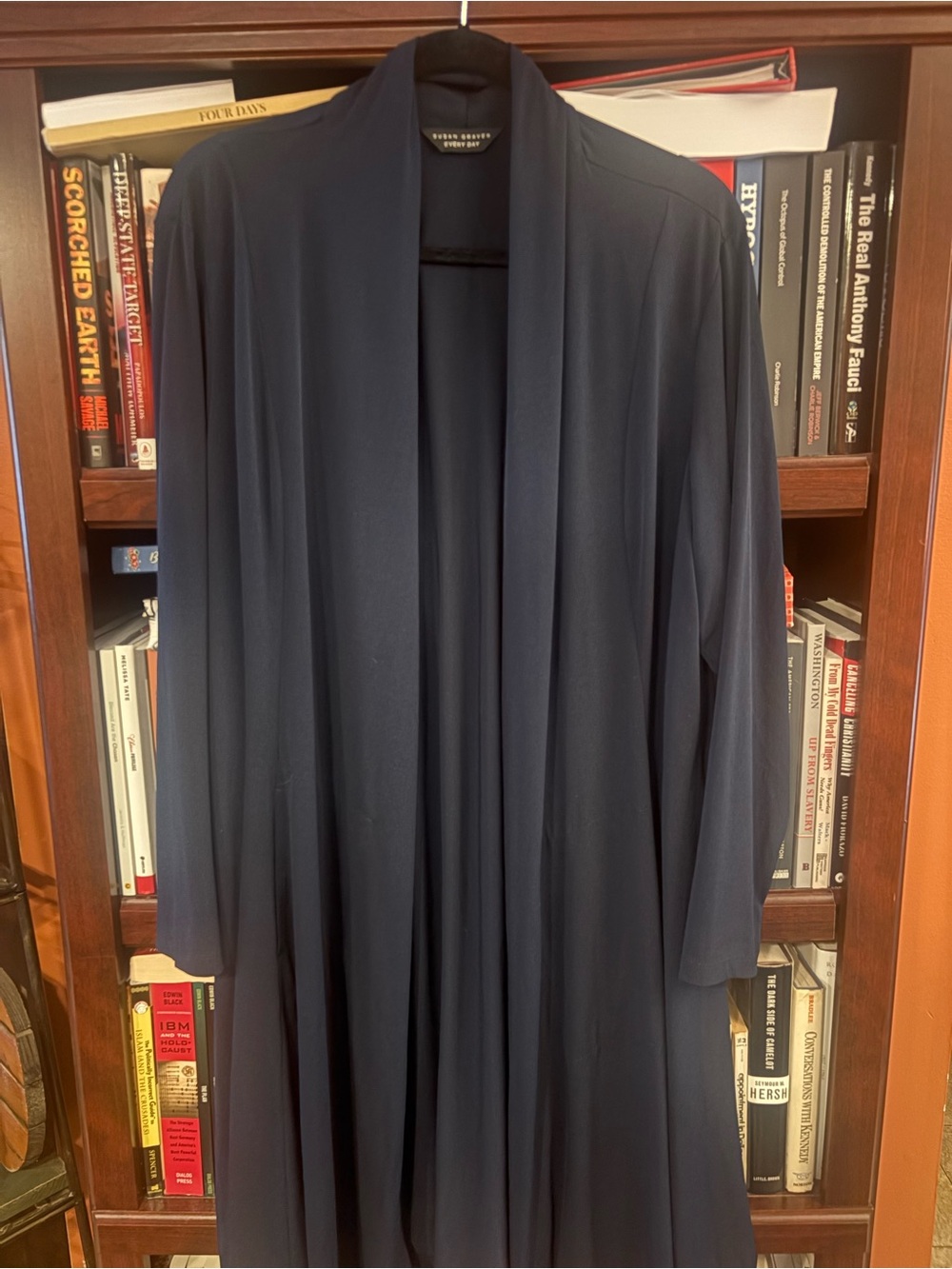 Susan Graver Navy Lightweight Open-Front Duster